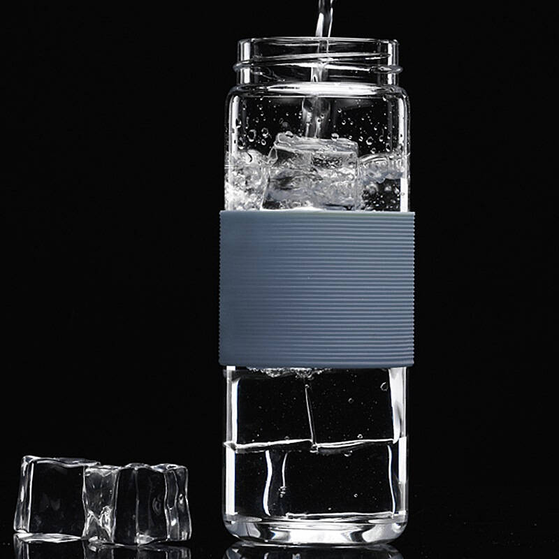 邦达正品玻璃杯 便携创意透明玻璃杯 灰色 400ml