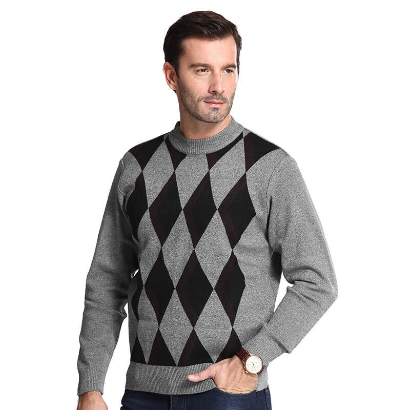 保罗法狄毛衫 圆领男士毛衣针织衫胖子装宽松 加厚 男 灰色 175/xl/50
