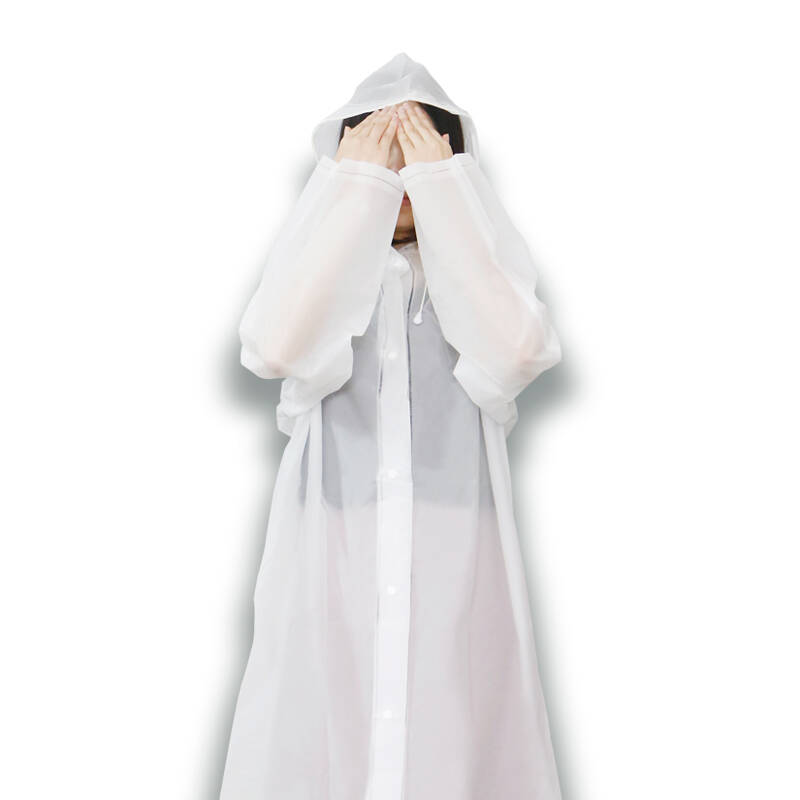 culrag时尚eva雨衣 男女 磨砂摩托车成人长款带帽雨披 电动车 白色 l