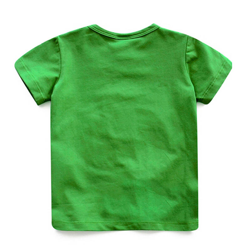 短袖纯棉t恤 童装夏装新款立体小汽车款男童宝宝儿童上衣 限时抢-绿色