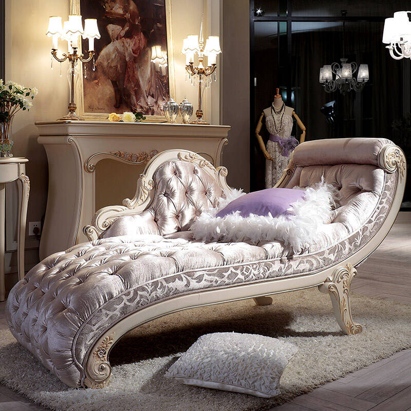 信益轩定制家具 美式实木贵妃椅 欧式布艺贵妃榻 法式沙发躺椅美人榻