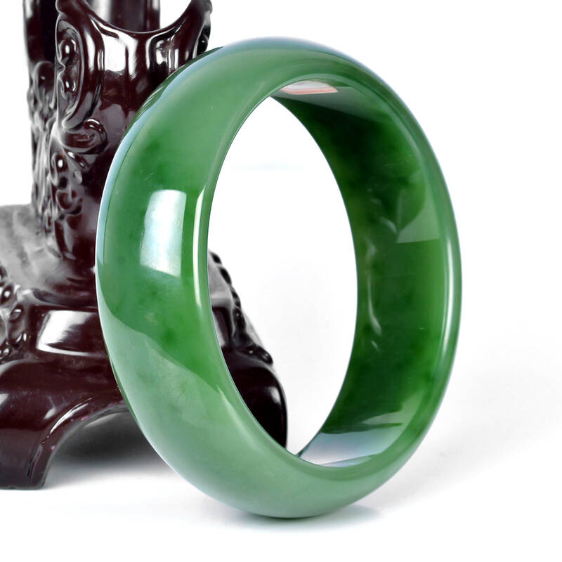 和田碧玉 玉镯玉手镯 菠菜绿手镯 女士玉石手镯子 手镯 圈口58mm