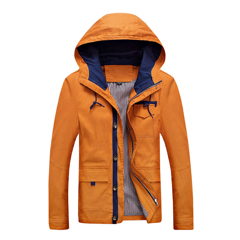 大卫吉普男士夹克新款韩版潮流带帽子休闲外套 青春时尚男装 橙色 xxl