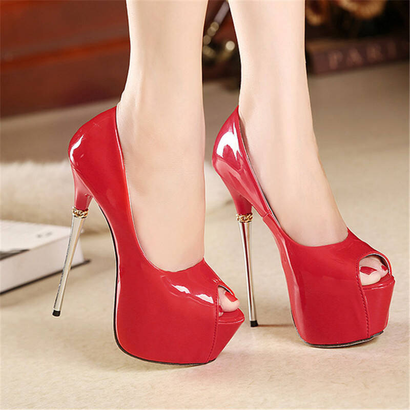 爱狄芬 欧美风夜店超高跟鞋 16cm细跟铁跟性感防水台鱼嘴凉鞋单鞋显瘦