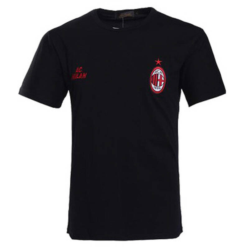 ac米兰足球运动球衣男短袖奥黛棉t恤球迷半袖衫观赛队服纪念衫 黑色