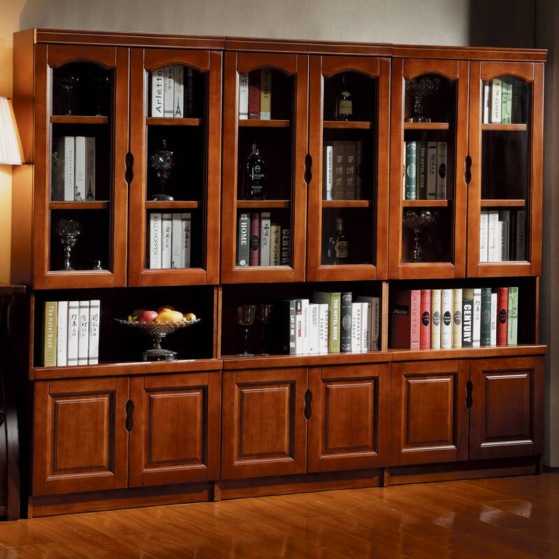 卡瑞亚 书柜 全实木大书架 书房储物柜子s001 全实木书柜 四门书柜