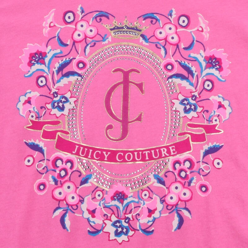 juicy couture 橘滋 logo配花环图案粉色修身t恤 l码 jg001296 670