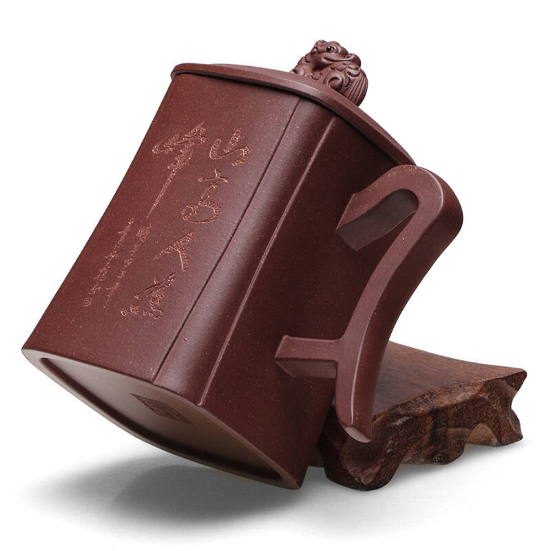 易臣 老板杯办公茶杯紫砂杯茶杯宜兴原矿老泥全手工 山高人为峰550ml