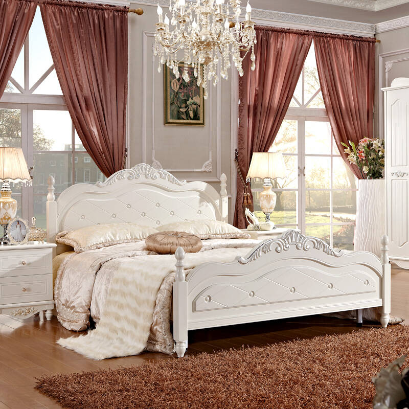 欧莲娜 英伦公主床 欧式床 田园床 1.8米双人床 象牙白 1800*2000