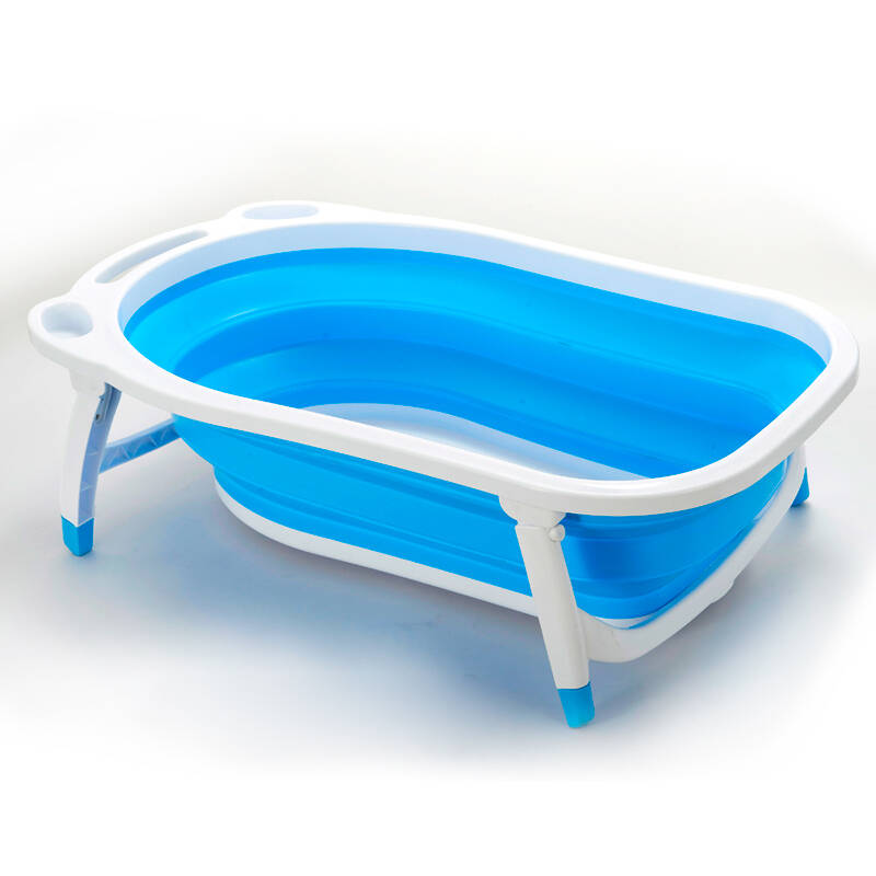 点亮空间婴儿浴盆宝宝洗澡盆 儿童浴盆大号加厚塑料折叠宝宝浴盆 蓝色
