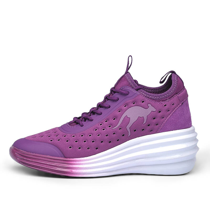 aumu秋季透气网布休闲运动塑身美腿内增高坡跟袋鼠鞋女鞋 紫色 36