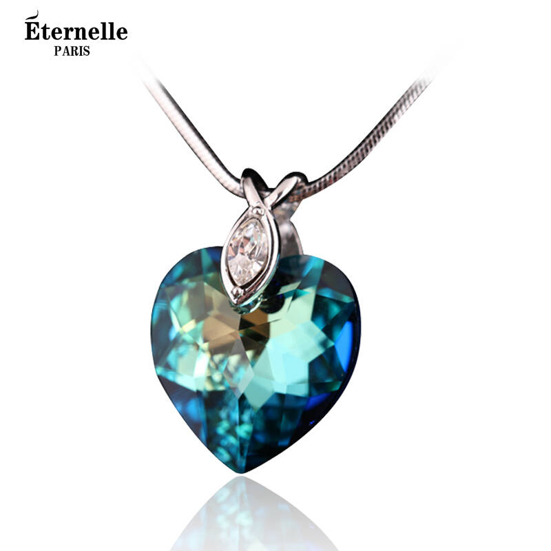 法国eternelle施华洛世奇元素水晶女式吊坠 欧美海洋之心锁骨项链