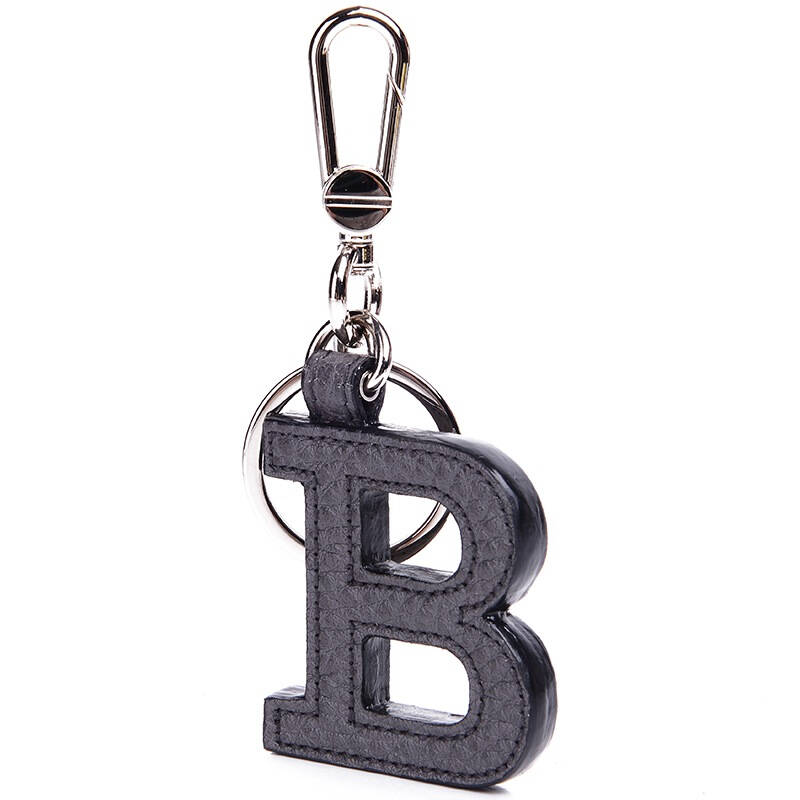 bally 巴利 男士银色金属深灰色b字母牛皮钥匙扣 sampo/135 6200083