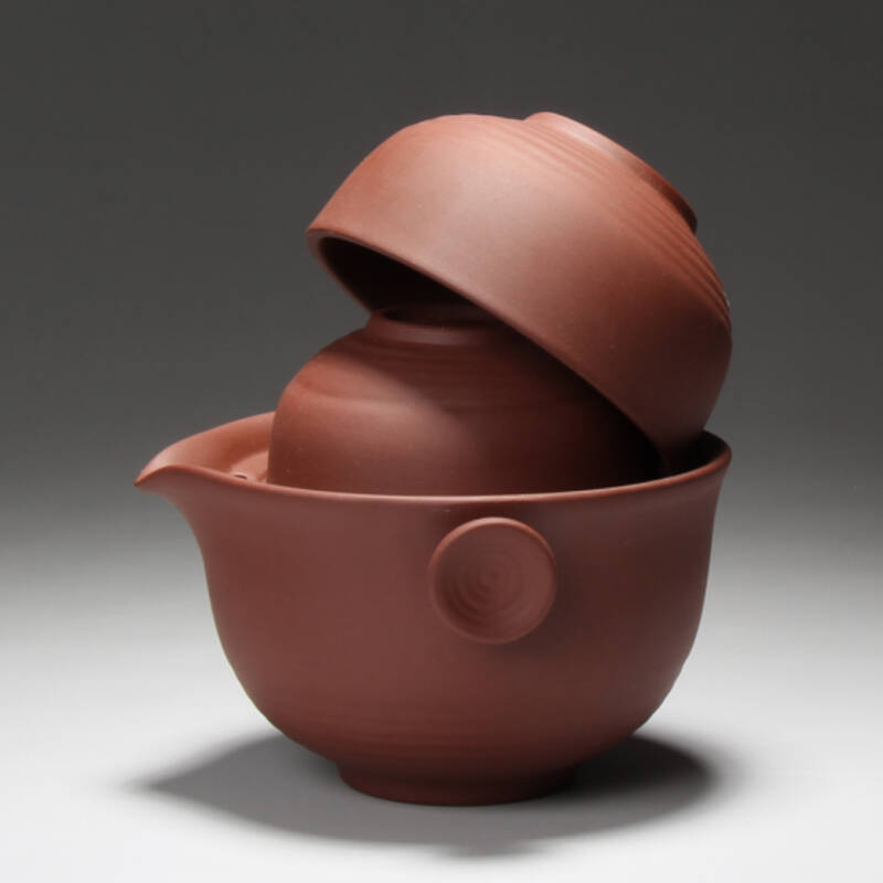 古焱 紫砂快客杯特价茶具套装 个人两人茶具 汝窑冰裂 办公一壶一杯两