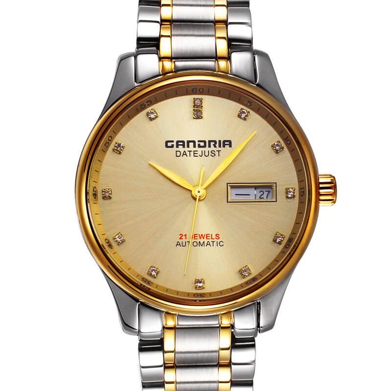 瑞亚(gandria) 手表男士机械表 简约商务全自动机械表 钢带防水男表