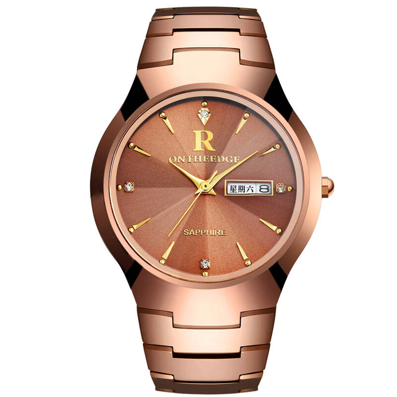 瑞之缘手表男士钨钢男表防水日历石英手表 商务时尚钢带超薄男表 rz