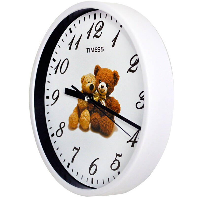 timess挂钟 时尚创意卡通钟表学生卧室静音时钟t8801泰迪熊