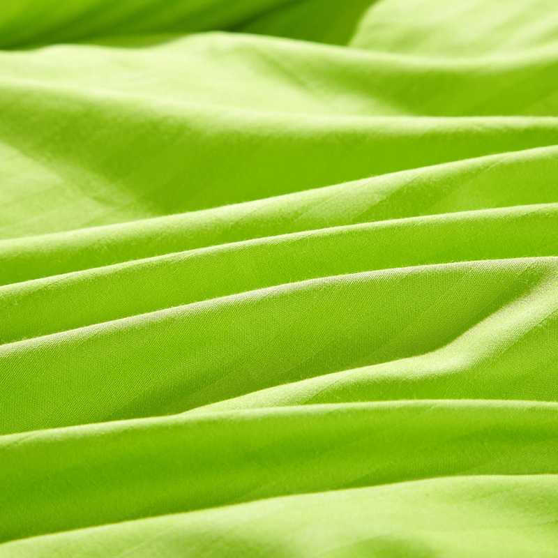 梦香缘家纺 全棉素色缎条四件套 双单人纯色纯棉酒店床上用品 果绿色