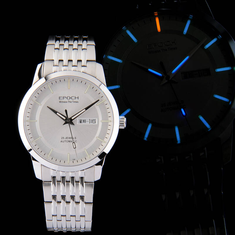 艾保克epoch男机械夜光表氚气自发光h3双历海鸥机械机芯商务防水手表