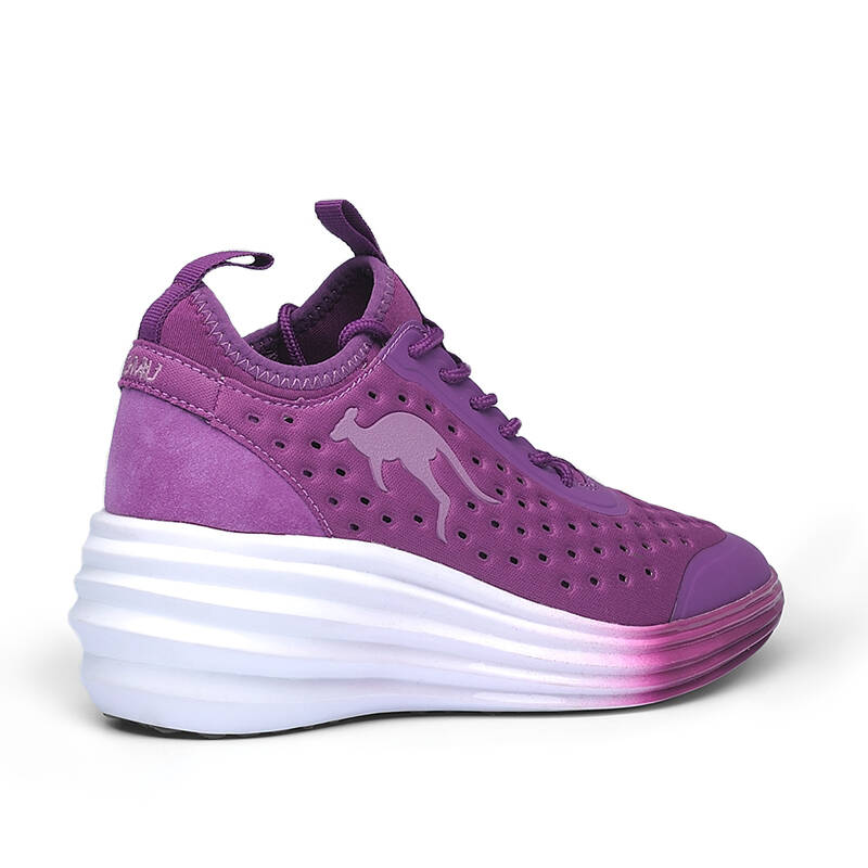 aumu秋季透气网布休闲运动塑身美腿内增高坡跟袋鼠鞋女鞋 紫色 36