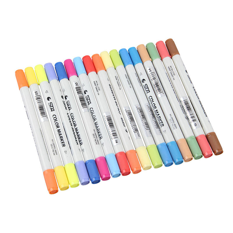斯塔(sta) 3100 双头彩色水性马克笔 双头马克笔 圆头加扁头 48色塑料