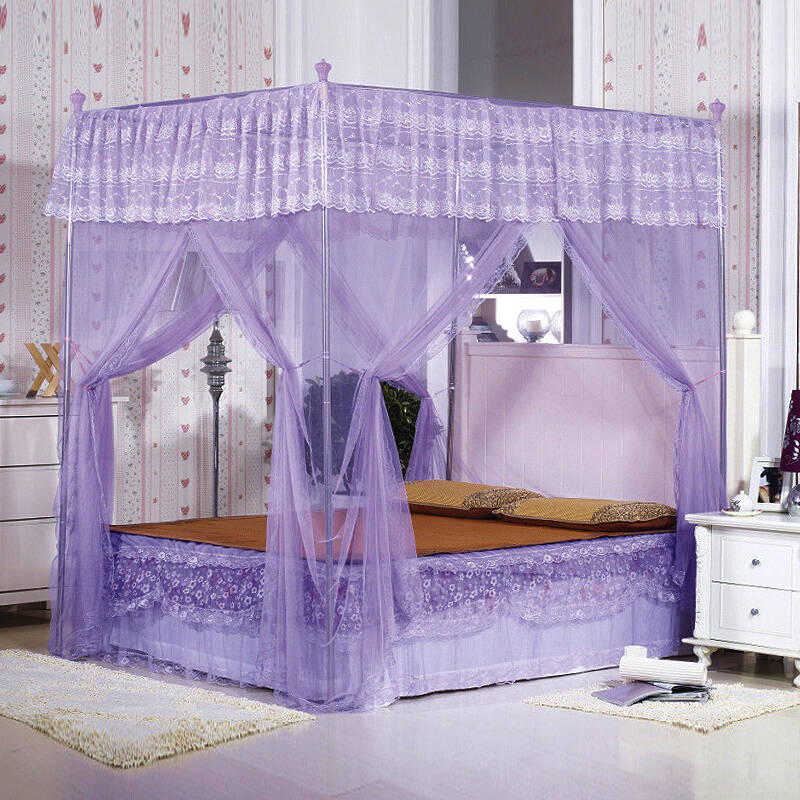 田园风光 方顶蚊帐 加粗加高不锈钢落地支架 紫色 1.8米床