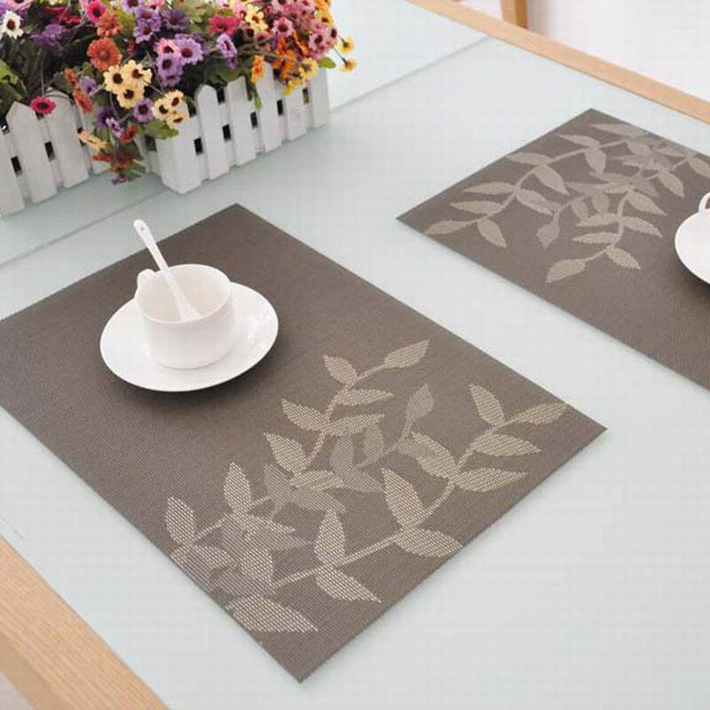 欣伊水草pvc餐垫西餐桌垫子欧式隔热垫桌垫锅垫罩件 咖米色