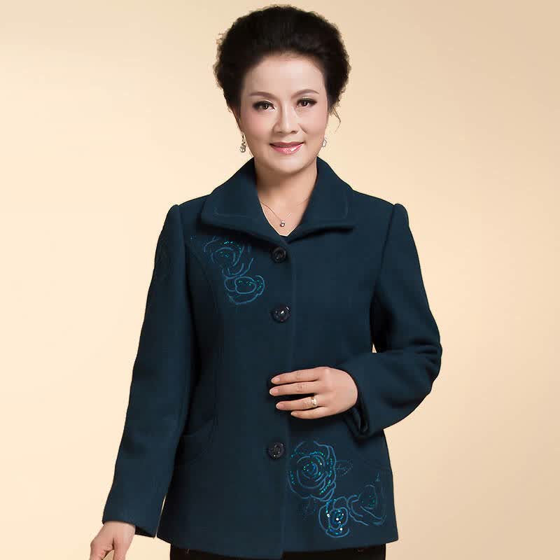 香江名媛 中老年女装春装外套女新款 中年妈妈装羊毛呢子大衣外套