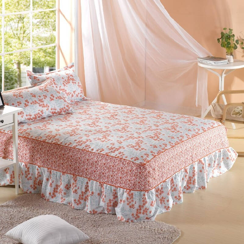 可芮娜家纺床裙 纯棉床裙 纯棉印花床笠床罩 清新田园公主风格 时尚