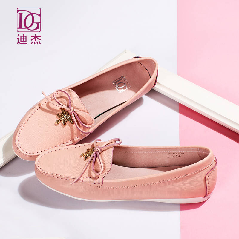 dg迪杰女鞋 春夏新款平底单鞋简约蝴蝶结舒适百搭妈妈鞋zy-151600124
