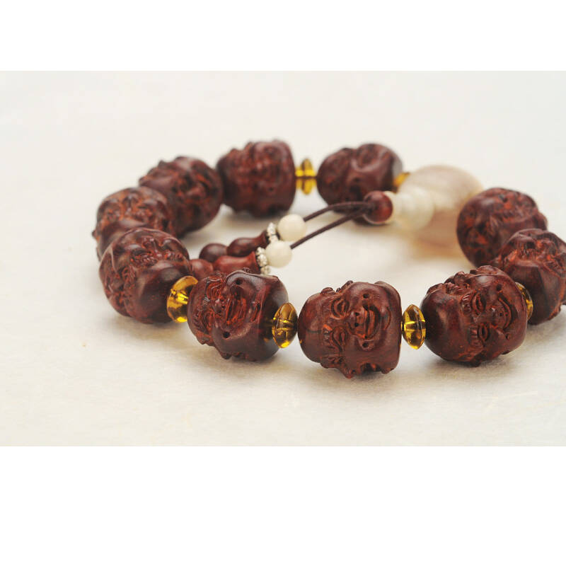 紫遇 天然木饰 小叶紫檀 四面佛佛珠男士手串手链饰品 尺寸18mm