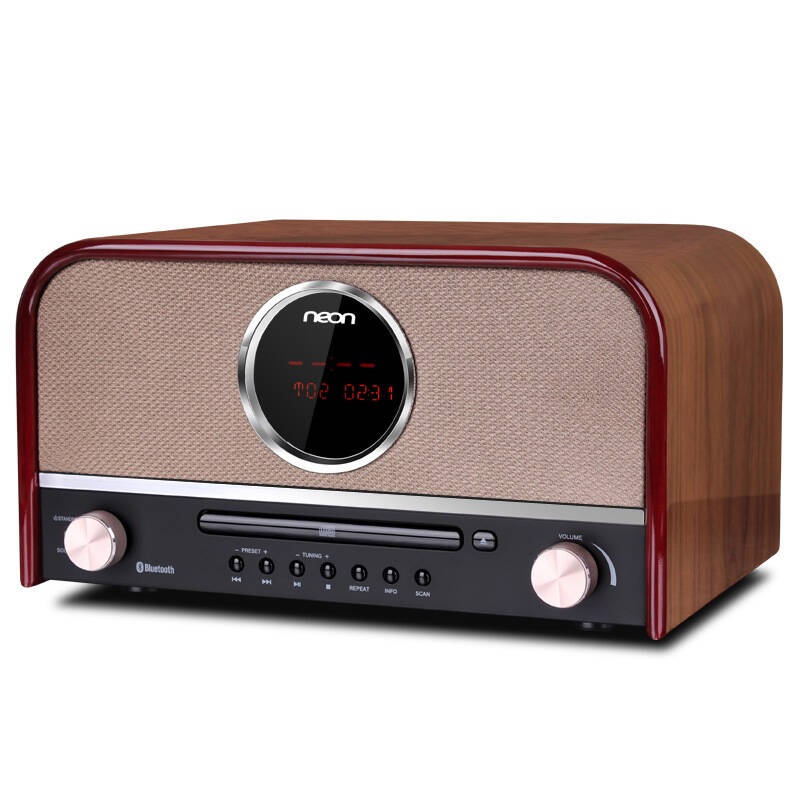 丽扬neon ne-1800 无线蓝牙,cd,收音一体机(棕色)