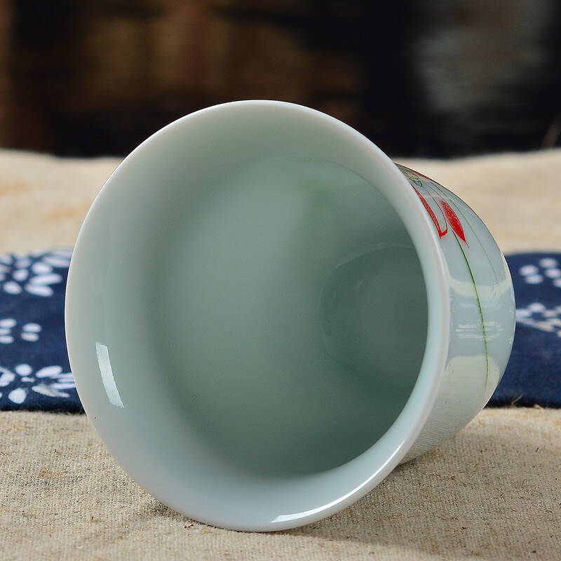 古焱 龙泉青瓷手绘茶杯功夫茶杯普洱茶杯品茗杯主人杯陶瓷单杯茶具