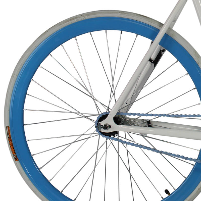 豹行自行车 40刀圈死飞公路车 700c场地车 男女学生倒刹单车 白蓝色