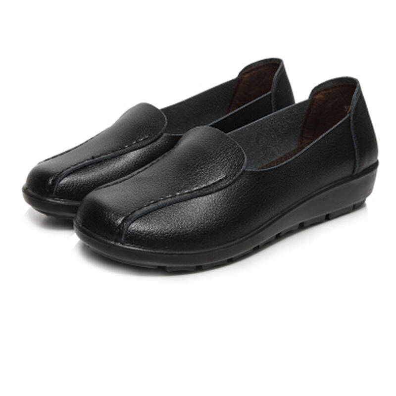 秋冬中老年女士皮鞋单鞋坡跟软底妈妈女鞋 桔色 36 - 京东