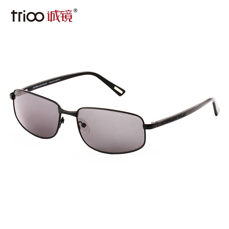 诚镜trioo偏光近视太阳镜男款司机飞行员驾驶镜墨镜ex111大号 黑色框