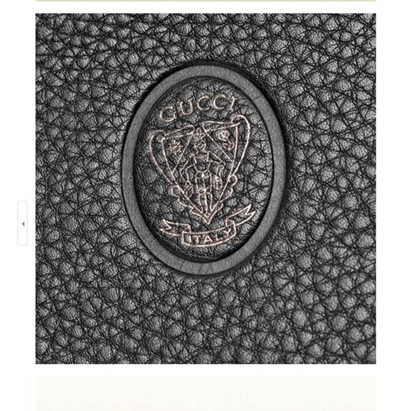 gucci 钱包 新款男士荔枝牛皮2折钱包 盾牌短款卡位钱包336383 黑色