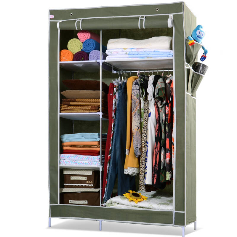 美好家 衣柜简易布衣柜 钢管全国包邮 折叠加固收纳 大号衣橱特价 军
