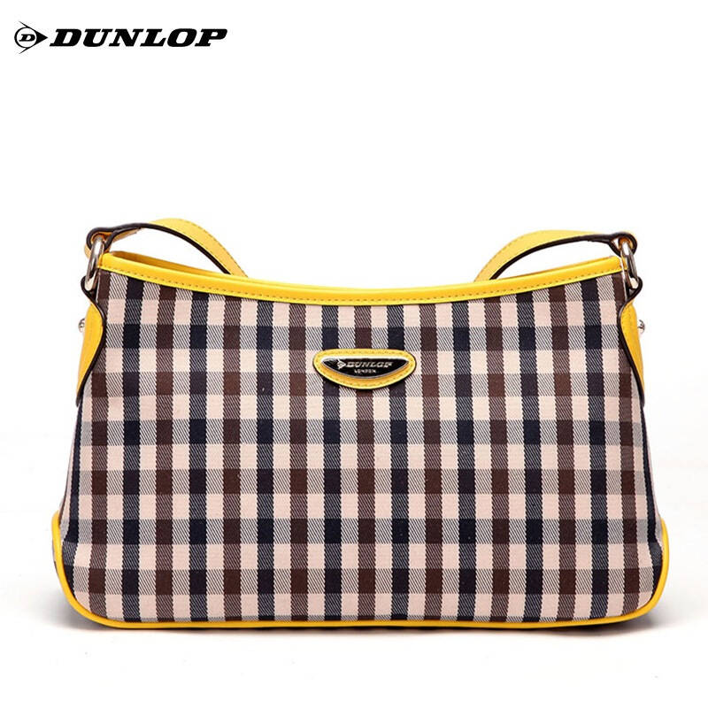 邓禄普(dunlop) 欧美休闲女包 韩国进口格仔配牛皮单肩斜挎 dj1310601