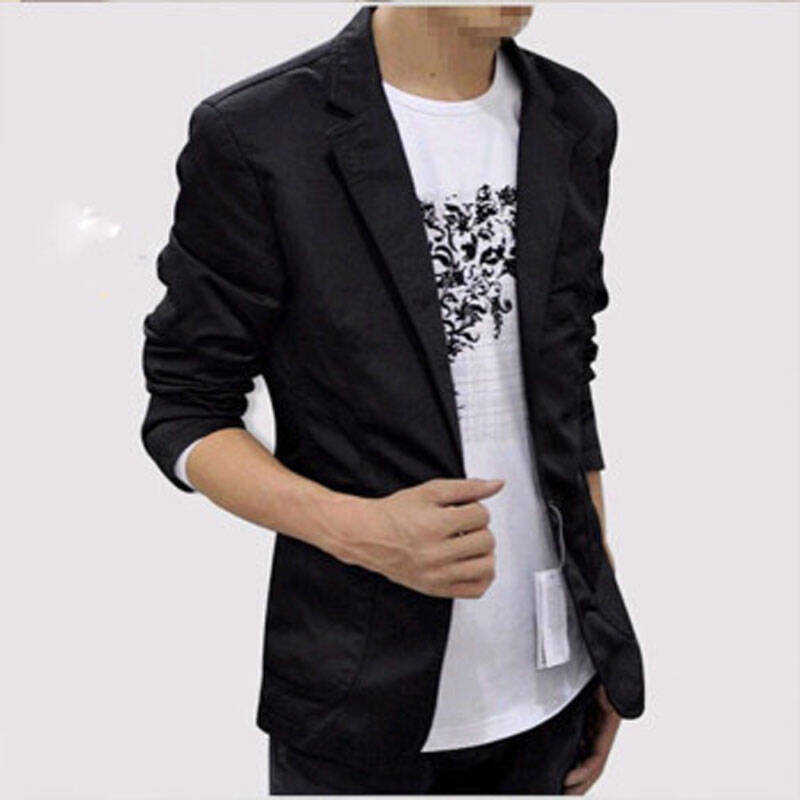 蝉简 秋季男士修身西服 韩版潮流水洗休闲西装 男士便装外套 y025