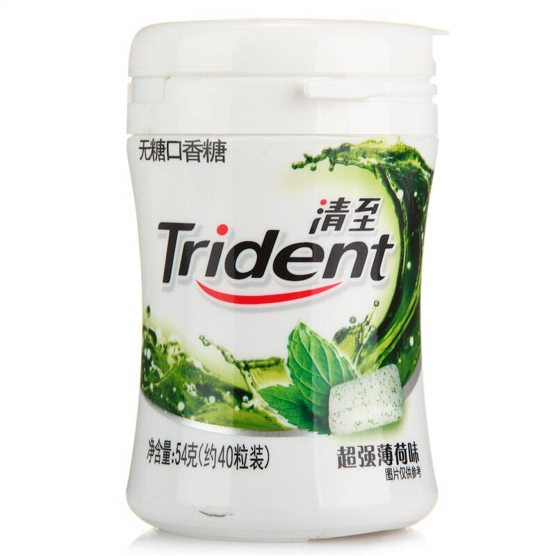 清至(trident)无糖口香糖 超强薄荷 54克约40粒