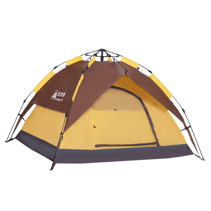 安戈洛全自动户外帐篷3-4人免搭建速开双人双层帐防雨露营野营 草绿