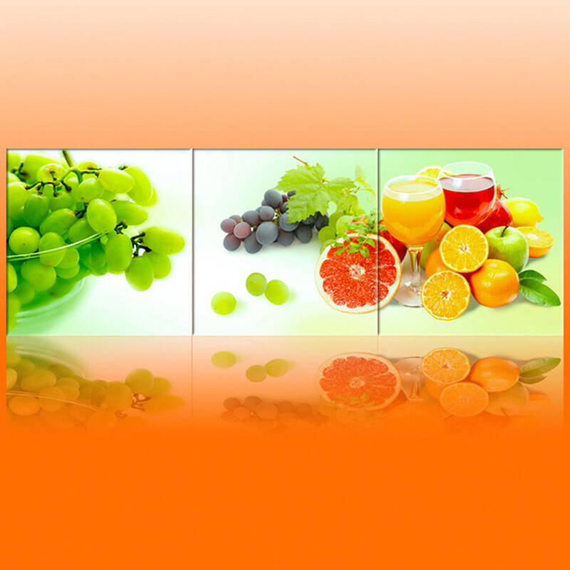 品画 餐厅现代装饰画 厨房壁画挂画 餐厅画三联水果遮挡电表箱无框画