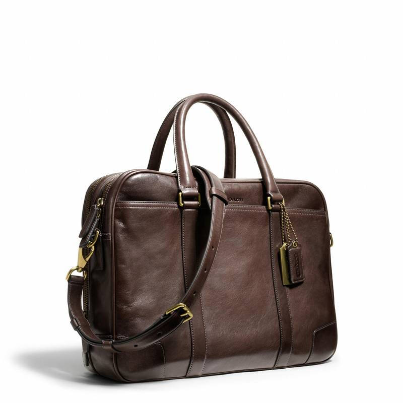 蔻驰coach bleecker布里克系列男士真皮通勤包公文包 70777 咖啡色