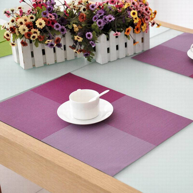 欣伊田字格pvc餐垫西餐桌垫子欧式隔热垫桌垫锅垫罩件 田字紫红格