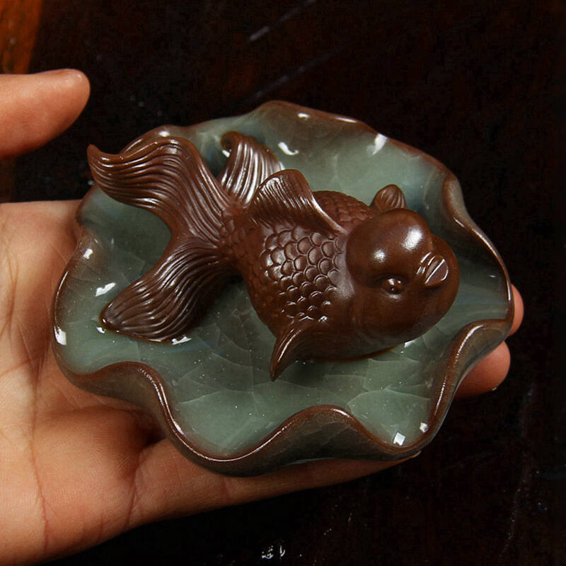 百鸿 宋代哥窑茶宠 精品可养汝窑开片茶玩 哥窑-金鱼
