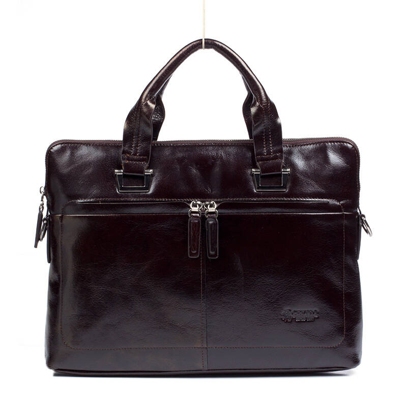 塞飞洛 真皮牛皮男包 深啡色成熟商务男士皮包 ipad包 大手提公文包m