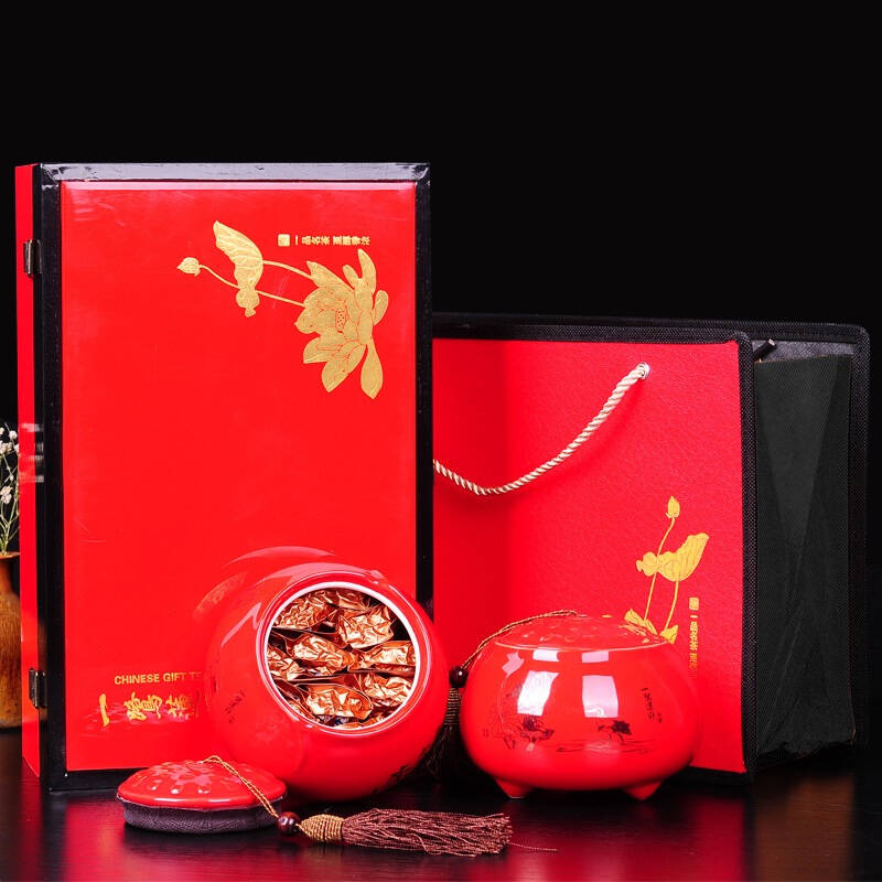 润虎 茶叶 乌龙茶 安溪铁观音 一鹭莲升浓香型陶瓷礼盒 75g*2罐