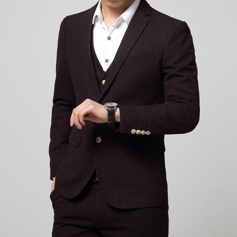 高端零氏男士韩版小西装新郎结婚礼服三件套修身款商务西服男套装正装