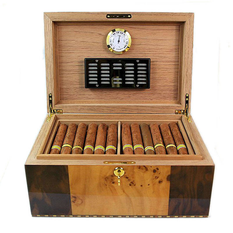 cohiba高希霸雪茄盒 雪茄烟木质保湿盒 雪松木加湿盒 保湿箱带湿度表